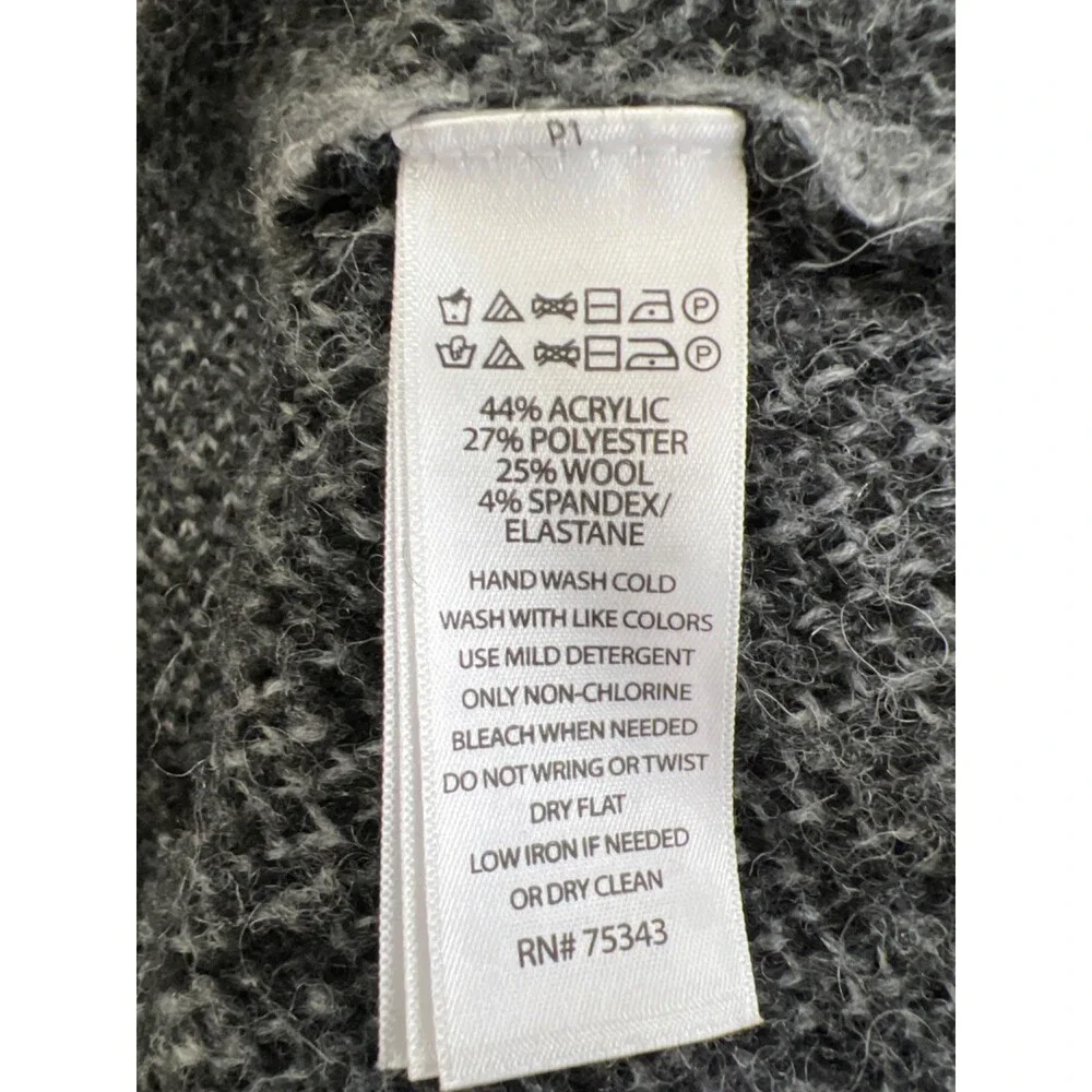 Tahari Women's Black/Gray Houndstooth Wool Blend Open Front Cardigan Sweater - M